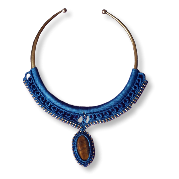 Choker makramowy z "tygrysim okiem"
